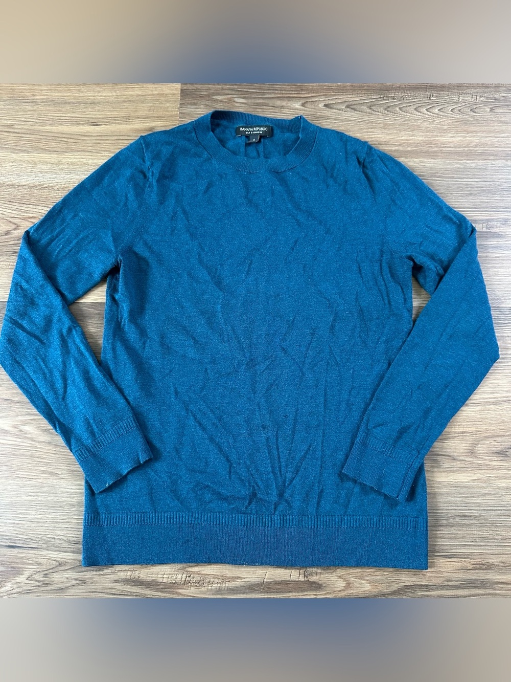 Banana Republic Silk Cashmere Crewneck Sweater Small Blue Luxury Lightweight EUC